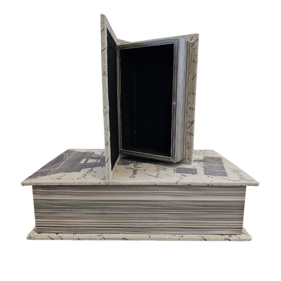 Burlap Paris Eiffel Tower Decorative Nesting Book Boxes - Picture 4 of 7